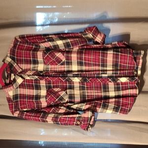 Women's 2x Pink and gray plaid button down top